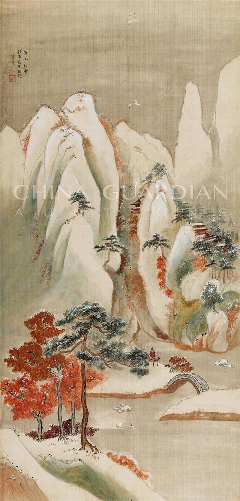 潘素（1915-1992） 吴山初雪,【嘉德春拍】南洋侨领的翰墨情缘—映华楼旧藏书画,书画,嘉德,南洋,侨领,翰墨情缘,华楼旧藏,周颖南,丰子恺,设色纸本,新加坡