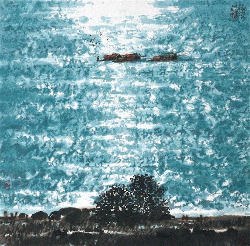 《江南行》  纸本设色  68cm×69cm  2008年,“墨彩心意”看江南好山好水,心意,墨彩,江南好山,丁观加,书画,水墨,湿地,江南,刘海粟美术馆,两棵树