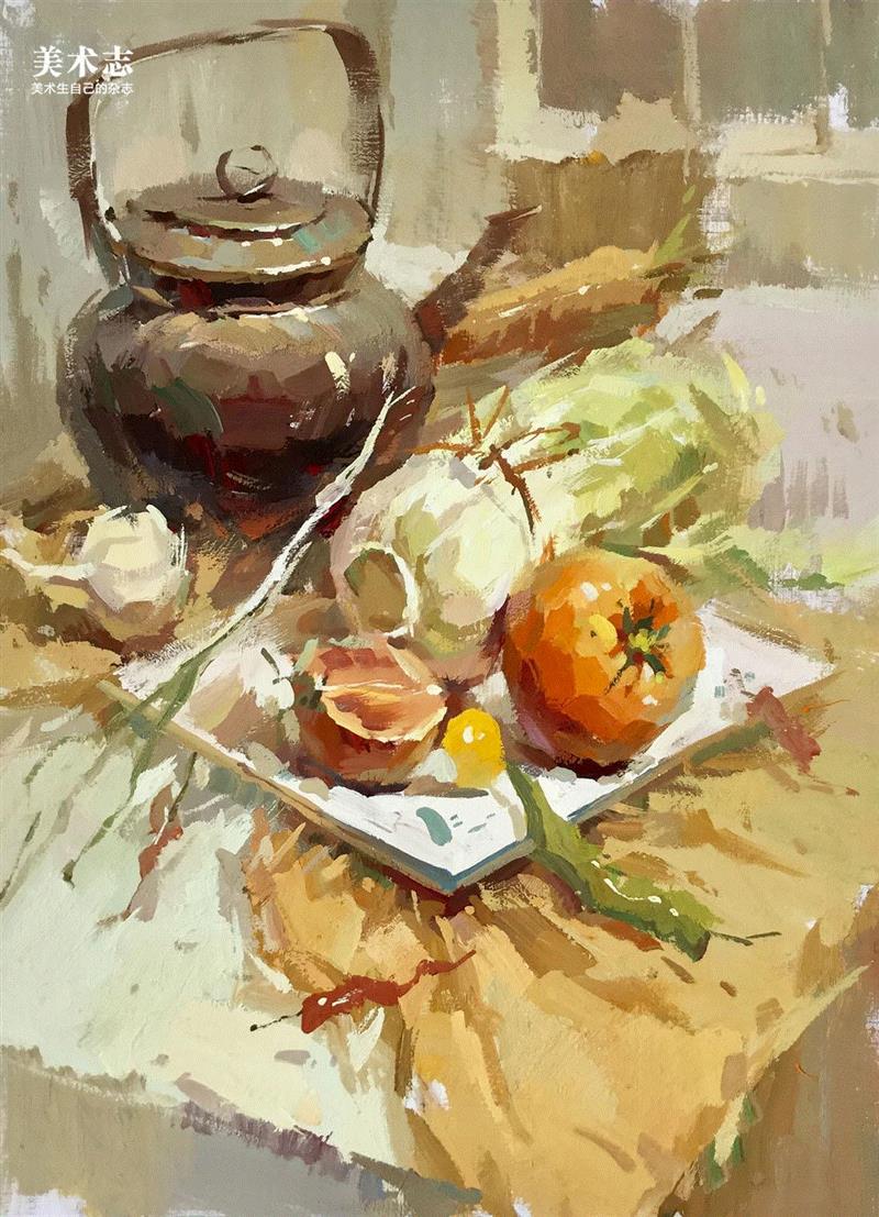 画面松动自然,很有味道!—— 孙致远,孙致远,孙老师,颜料,小志,色调,同学们,静物,美院,物体,基调