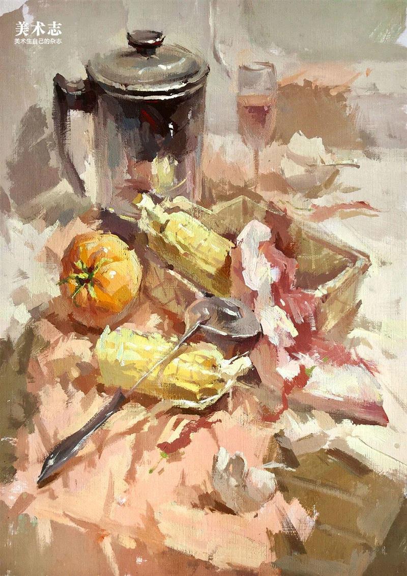 画面松动自然,很有味道!—— 孙致远,孙致远,孙老师,颜料,小志,色调,同学们,静物,美院,物体,基调