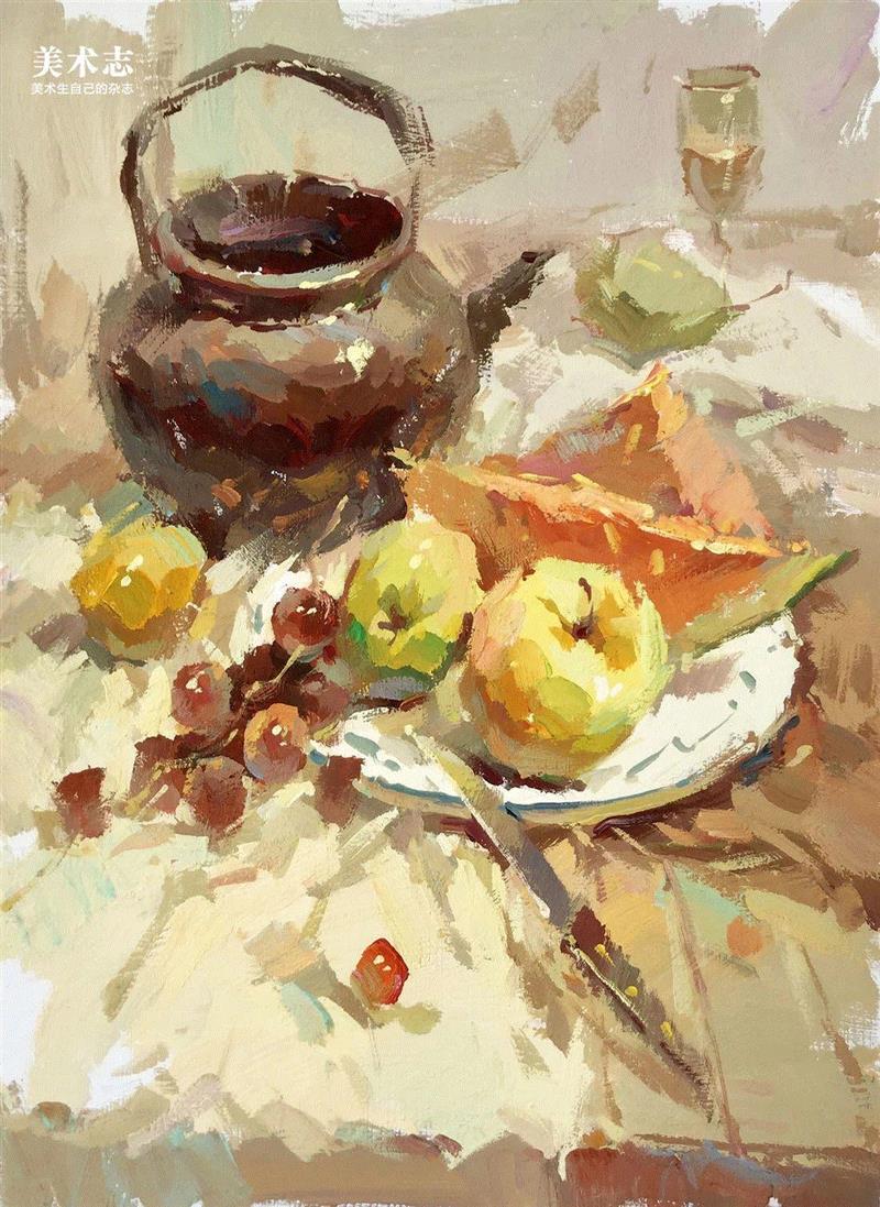 画面松动自然,很有味道!—— 孙致远,孙致远,孙老师,颜料,小志,色调,同学们,静物,美院,物体,基调