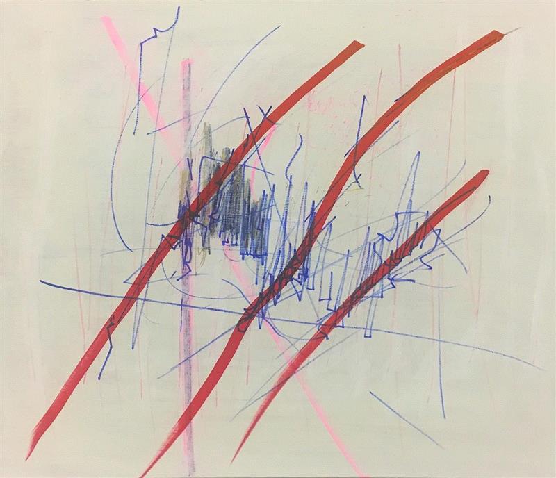 Kratzer, 60 x 70 cm, marker, spray, acrylic o