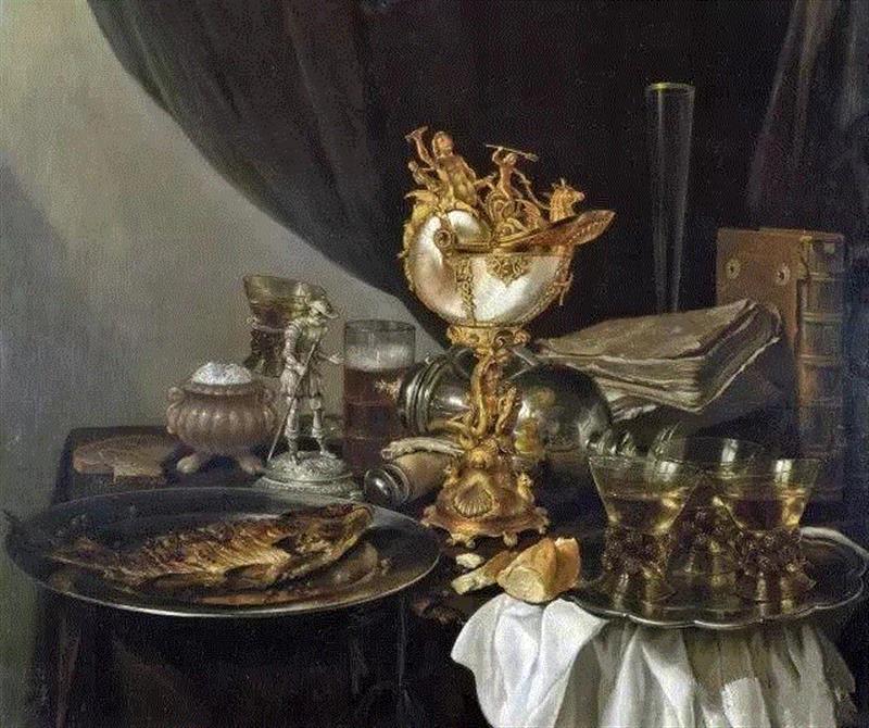 17世纪荷兰静物画,器物丨鹦鹉螺杯，欧洲皇室的奢华器皿！,鹦鹉螺杯,器物,皇室,器皿,鹦鹉螺,鹦鹉杯,贝壳,荷兰,空腔,里面