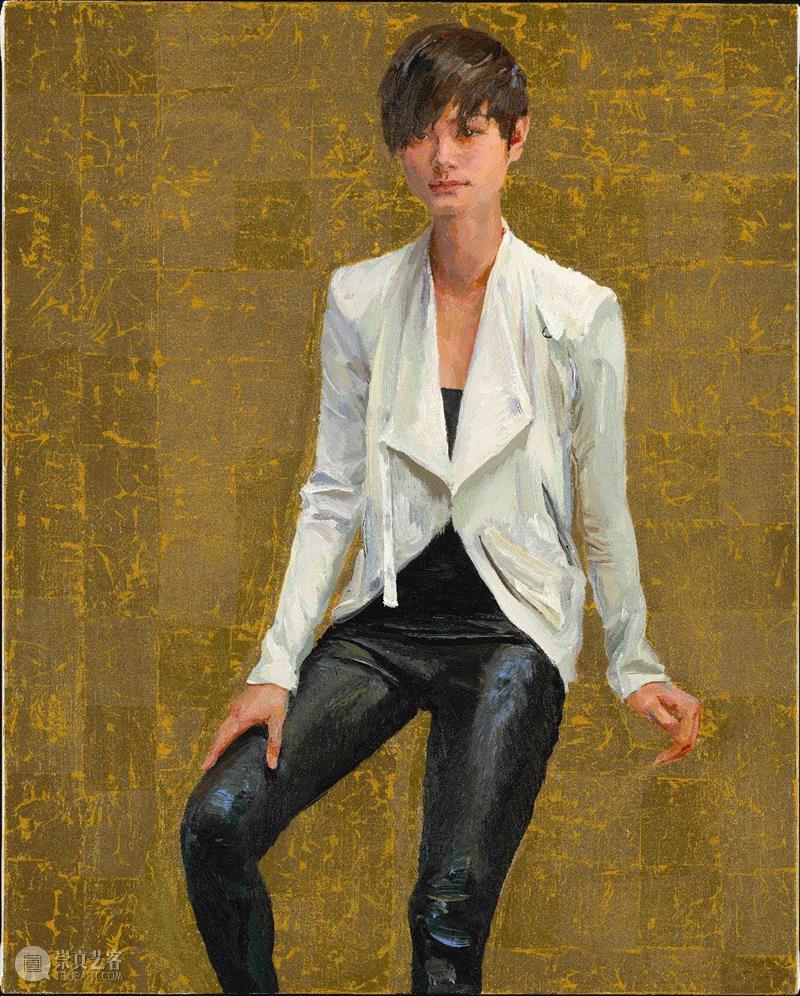 喻红，《李宇春》, 2014 仿金箔、布面丙烯，100 x 80 cm,【关注】喻红 — 十个朋友（二）,喻红,肖像,丙烯,纪录片,李宇春,人物,姜杰,刘博,娑婆,模特