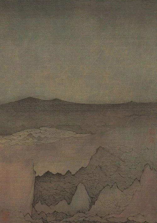 杨新收《山系列-4》 绢本设色 38X53cm 2018,展览推荐 | 日常之诗—当代青年艺术家群展即将亮相嘉都,青年,嘉都,绘画,李琪,油画,胡楠,张子叶,杨新,赵新雨,人物