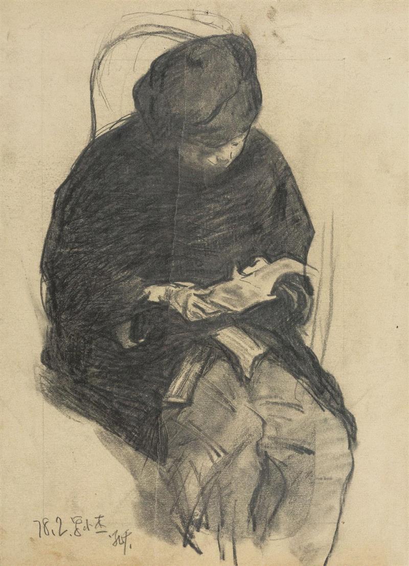 孔千 《邻家小弟》  1978  纸本素描  43×30.4