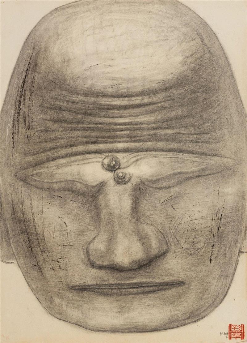 孔千 《人像十一》 1990 纸本素描 54.5×39cm,时代的异象：孔千的素描之路（1973-2019）| 蜂巢北京 展览预告