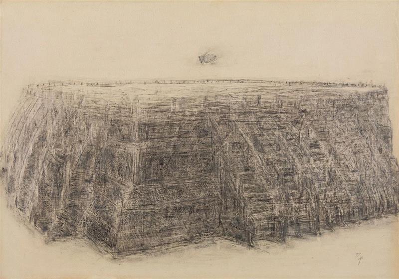 孔千 《飞逝的蝉》 1997 纸本素描  44.2×61.6cm,时代的异象：孔千的素描之路（1973-2019）| 蜂巢北京 展览预告