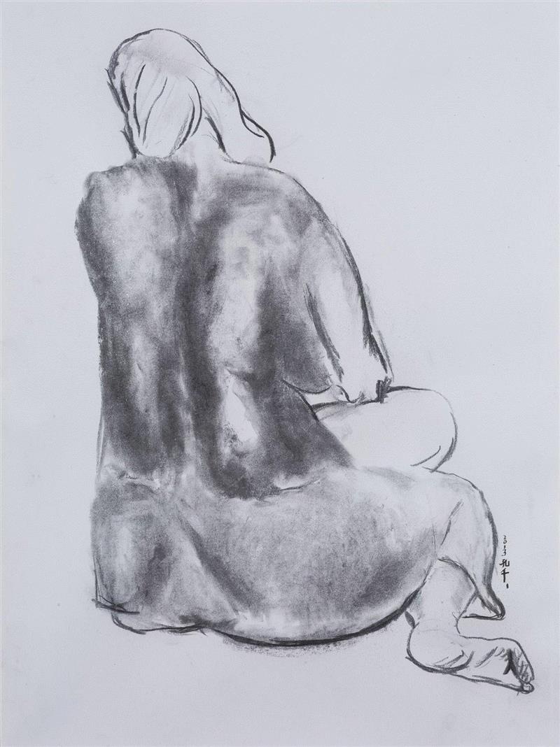 孔千 《背》  2013  纸本素描  59.5×