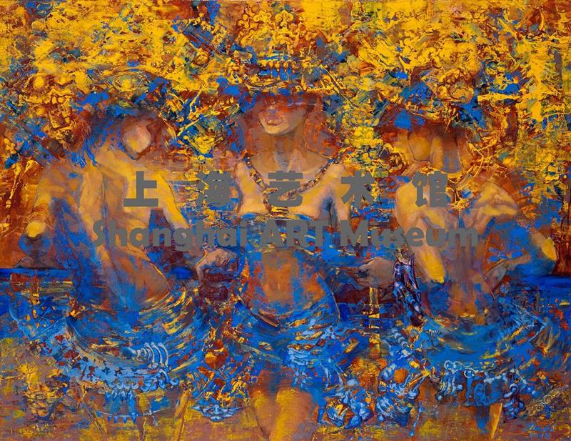 黄色的弗拉门戈 2018 布面油画 100x130cm ,【基地服务】为“梦织中国——乌克兰国际艺术大展”展品保驾护航,乌克兰,基地,艺术品,雕塑,上海艺术馆,Lumina,雕塑家,油画,金箔,大理石
