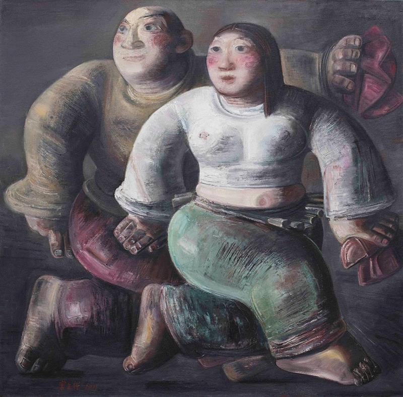 祈舞 Praying Dance,布面油画 oil on canvas, 100x100cm 201