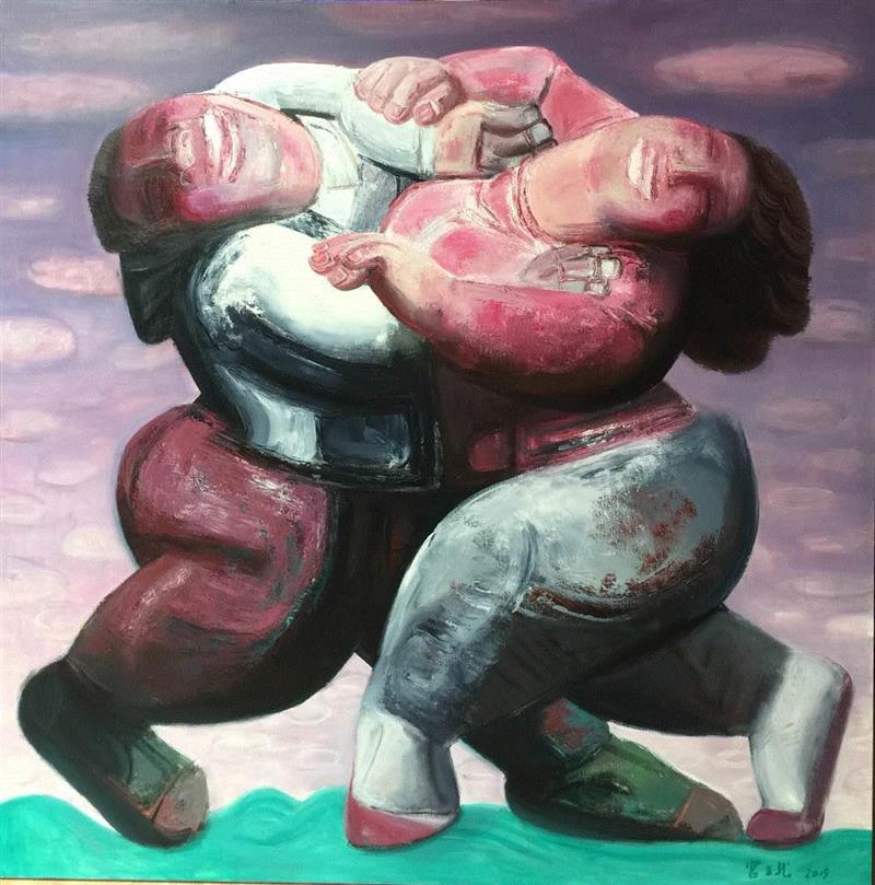 轻快的舞蹈 Cheerful Dance,布面丙烯 acrylic on canvas,200x20