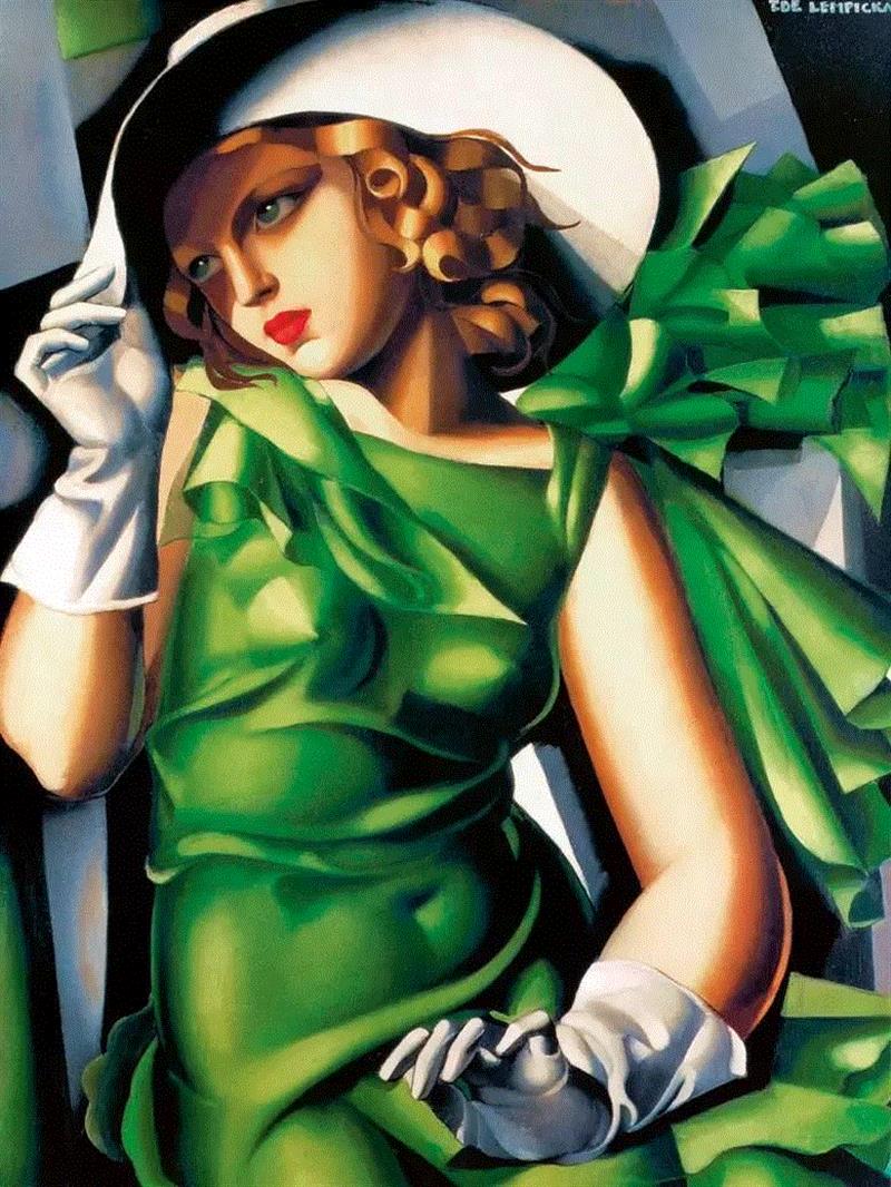 塔玛拉《Young lady in green》,1927年,专辑 ▎麦当娜视她为偶像,她的画散发着欲望和野心,立誓一生只过奢华的生活,麦当娜,专辑,偶像,塔玛拉,丈夫,德兰陂,巴黎,美貌,上流社会,俄国