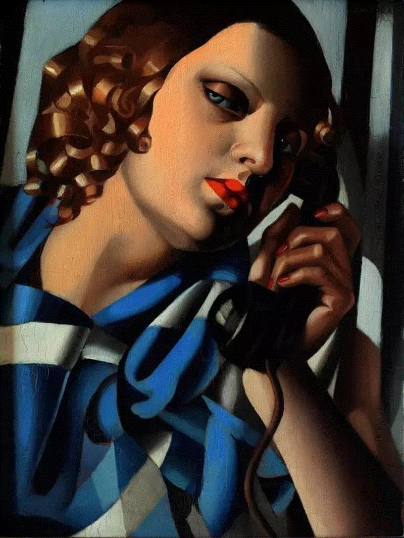塔玛拉《Le téléphone II》,1930年,专辑 ▎麦当娜视她为偶像,她的画散发着欲望和野心,立誓一生只过奢华的生活,麦当娜,专辑,偶像,塔玛拉,丈夫,德兰陂,巴黎,美貌,上流社会,俄国