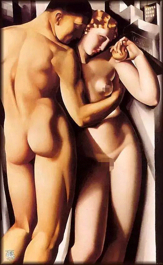 塔玛拉 《亚当与夏娃》,1931年,私人藏,专辑 ▎麦当娜视她为偶像,她的画散发着欲望和野心,立誓一生只过奢华的生活,麦当娜,专辑,偶像,塔玛拉,丈夫,德兰陂,巴黎,美貌,上流社会,俄国