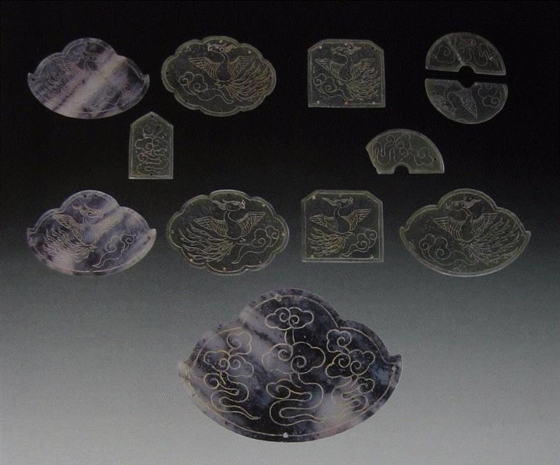 明代玉组佩，江西省博物馆藏，阴刻线内描金,玉器雕刻技法识别指南,玉器,指南,浮雕,阴线,玉雕,纹饰,透雕,钻孔,玉石,平雕