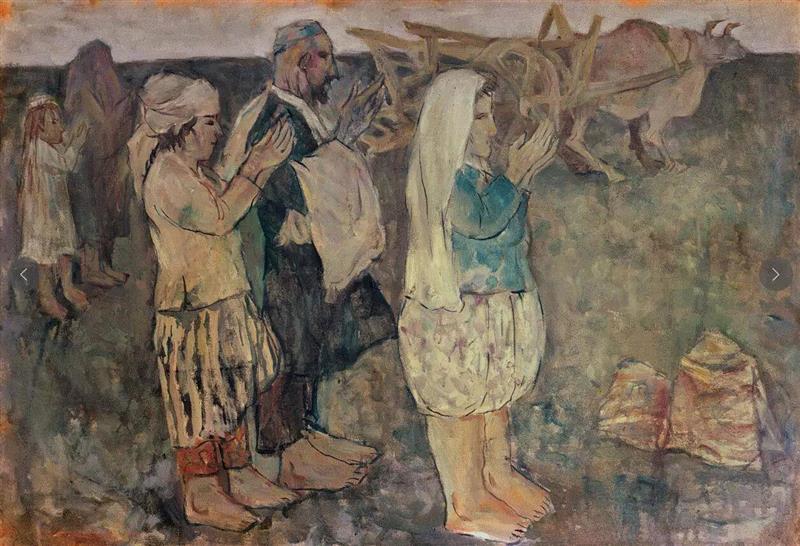 祈祷的行者  80cm×120cm  1986年,