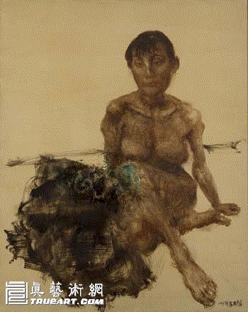 图：裸女与石 100×80cm 布面油画 2005副本,花朵般的生活，彩虹般的生命,周春芽,黑根,石头,绿狗,传统,胡永芬,彩虹,花朵,幸福,hellip,山石,周春芽