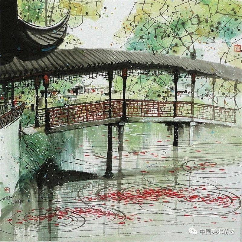这不是吴冠中作品,吴冠中,汪钰元,江南,颜色,绘画,孤岛,刘禹锡,美人,桥上,今朝