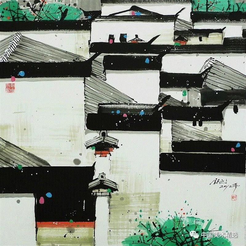 这不是吴冠中作品,吴冠中,汪钰元,江南,颜色,绘画,孤岛,刘禹锡,美人,桥上,今朝