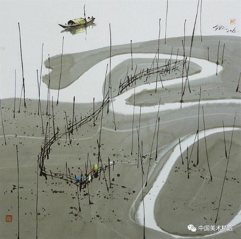 这不是吴冠中作品,吴冠中,汪钰元,江南,颜色,绘画,孤岛,刘禹锡,美人,桥上,今朝