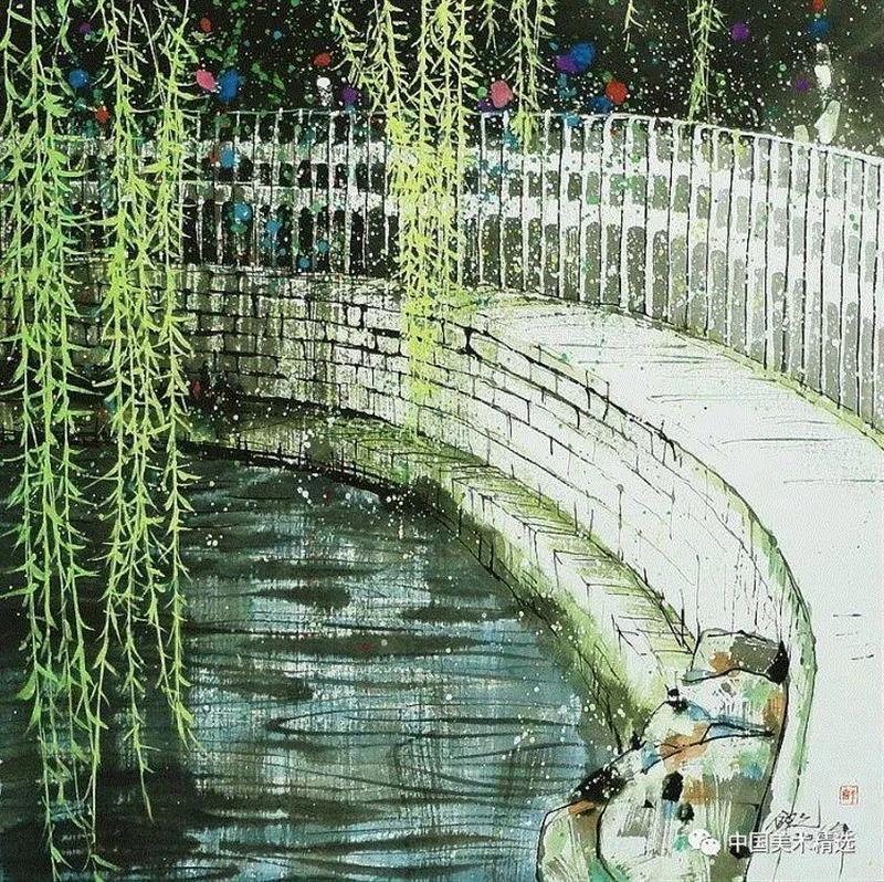 这不是吴冠中作品,吴冠中,汪钰元,江南,颜色,绘画,孤岛,刘禹锡,美人,桥上,今朝