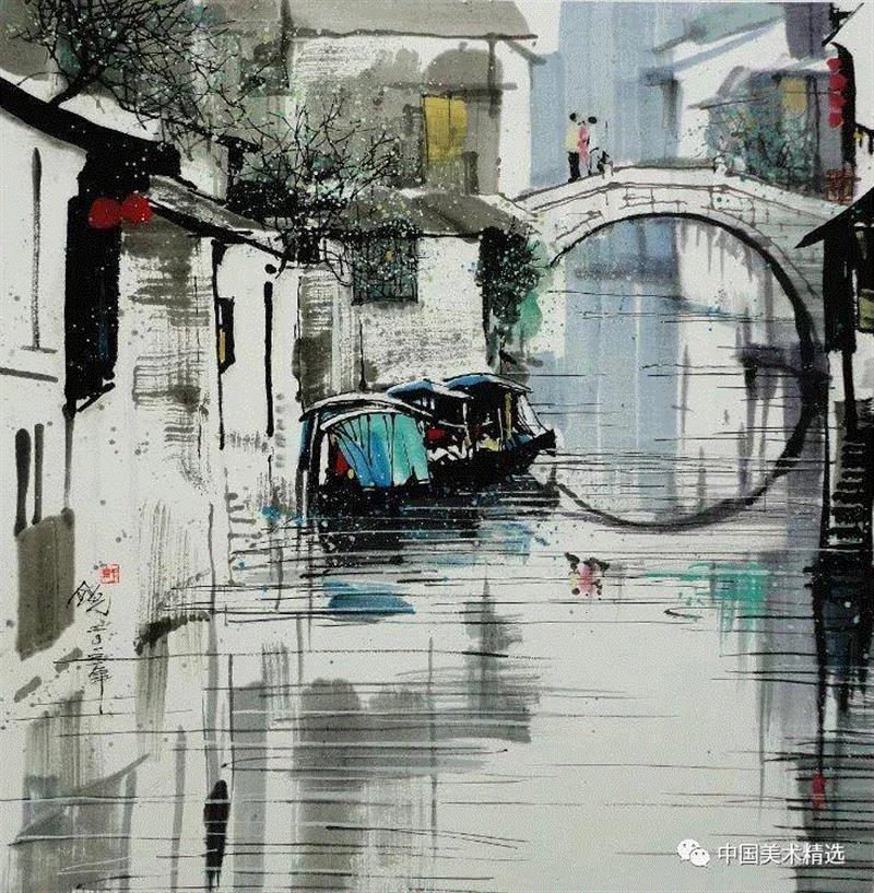 这不是吴冠中作品,吴冠中,汪钰元,江南,颜色,绘画,孤岛,刘禹锡,美人,桥上,今朝