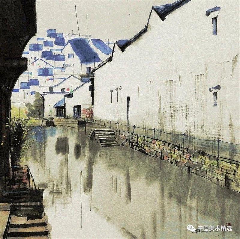 这不是吴冠中作品,吴冠中,汪钰元,江南,颜色,绘画,孤岛,刘禹锡,美人,桥上,今朝