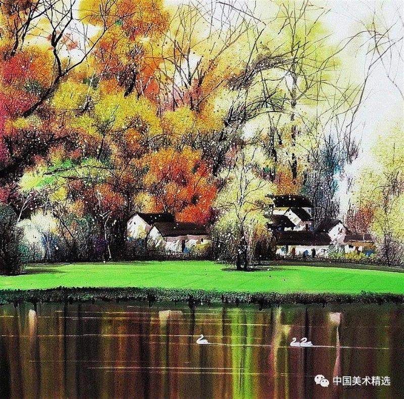 这不是吴冠中作品,吴冠中,汪钰元,江南,颜色,绘画,孤岛,刘禹锡,美人,桥上,今朝