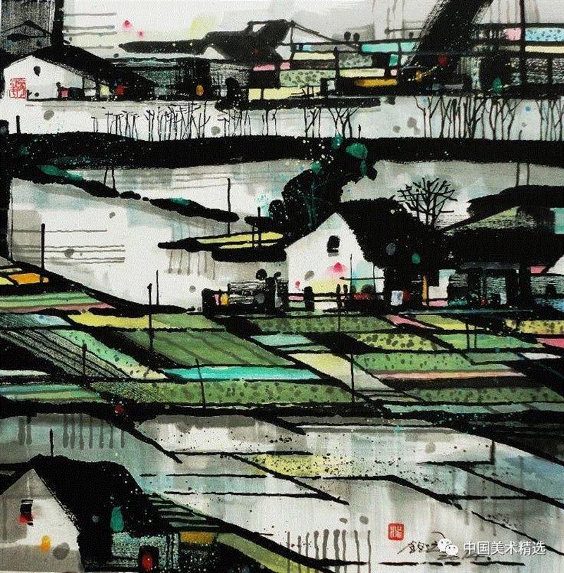 这不是吴冠中作品,吴冠中,汪钰元,江南,颜色,绘画,孤岛,刘禹锡,美人,桥上,今朝
