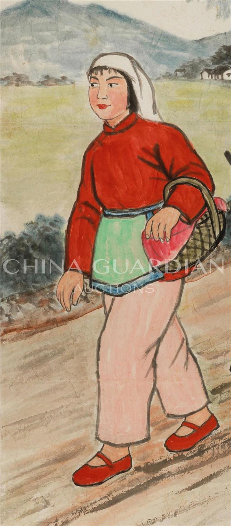 【嘉德春拍】罕见关良巨制《红嫂图》亮相,关良,嘉德,巨制,红嫂图,红嫂,人物,河山,京剧,刘知侠,李子超