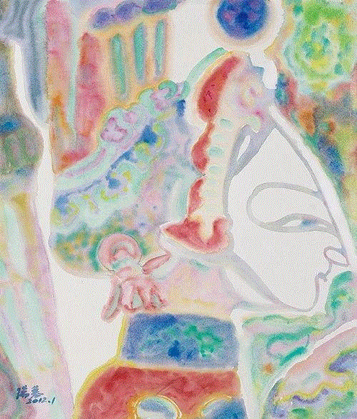 《绝代风华·二》41×32 cm&nbsp; 水彩&nbsp; 2012年,《瑞容沉春》明天开幕！！！,瑞容沉春,水彩,绝代风华,丝网,版画,雁荡山,直径,图案,油画,材料