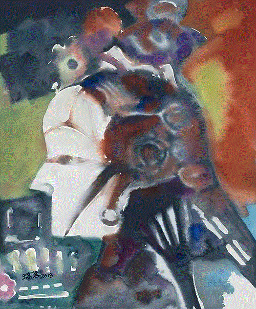 《绝代风华·四》41×32 cm&nbsp; 水彩&nbsp; 2012年,《瑞容沉春》明天开幕！！！,瑞容沉春,水彩,绝代风华,丝网,版画,雁荡山,直径,图案,油画,材料