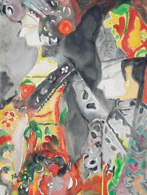 《绝代风华·五》63×47 cm&nbsp; 水彩&nbsp; 2012年,《瑞容沉春》明天开幕！！！,瑞容沉春,水彩,绝代风华,丝网,版画,雁荡山,直径,图案,油画,材料