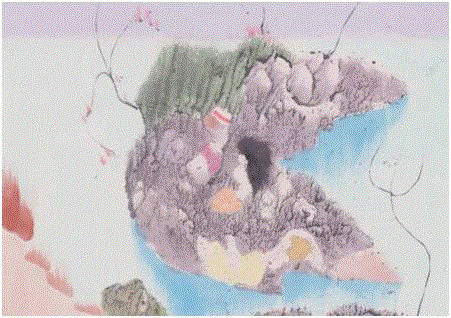 陈福善，《新年》（局部），1972， 纸本设色，135.5x68.5cm。,【PSA | 版画工作坊】一同寻找幻象中的都市众生相  4/14（周日）,版画,工作坊,幻象,PSA,众生相,陈福善,地点,想象力,色块,颜色