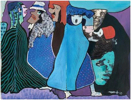 陈福善，《东方》（局部），1969，纸本丙烯，76.5x153cm。,【PSA | 版画工作坊】一同寻找幻象中的都市众生相  4/14（周日）,版画,工作坊,幻象,PSA,众生相,陈福善,地点,想象力,色块,颜色