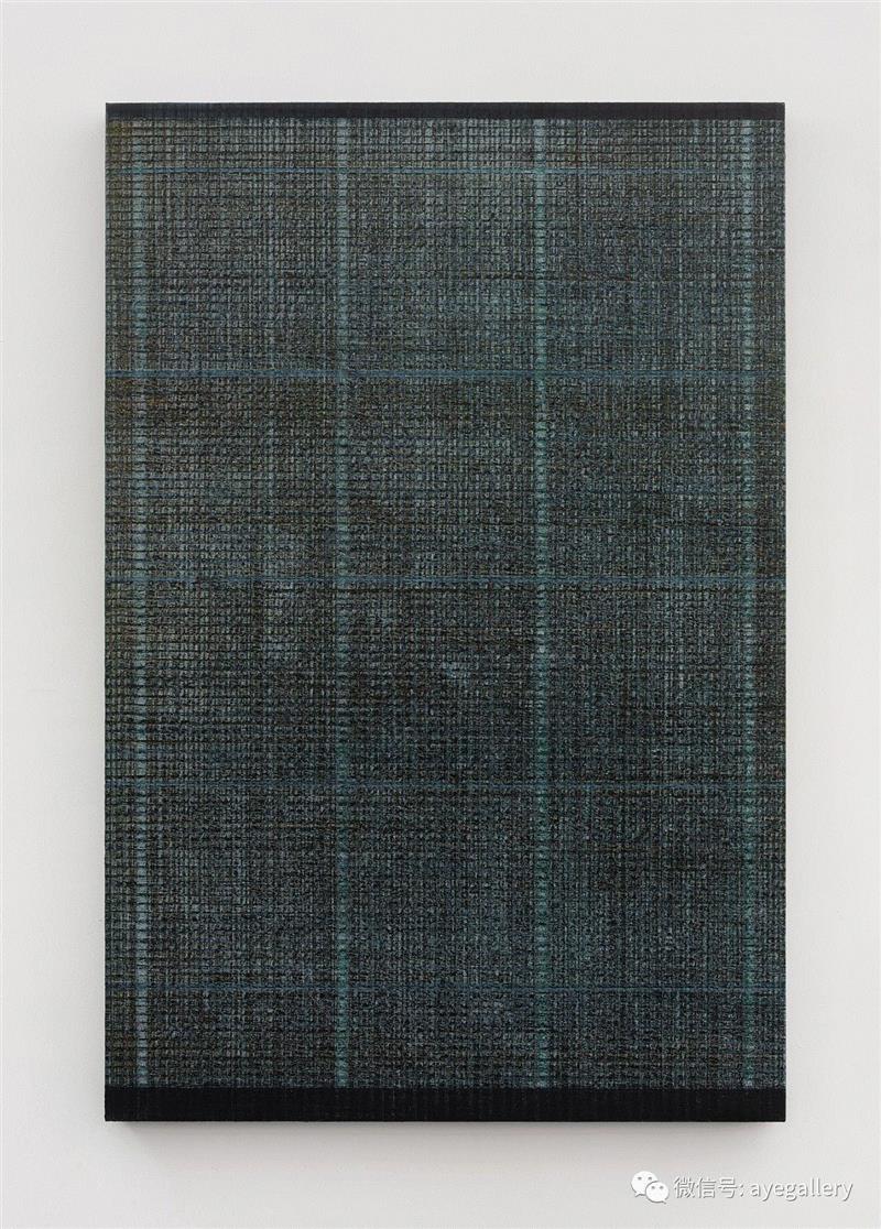 四条线 - 绿灰 / 布面油画 / 150x100cm / 2018,【AYE画廊 | 艺术家】迟群,迟群,AYE,颜色,油画,新作,一条线,框架,四条线,阅历,山东