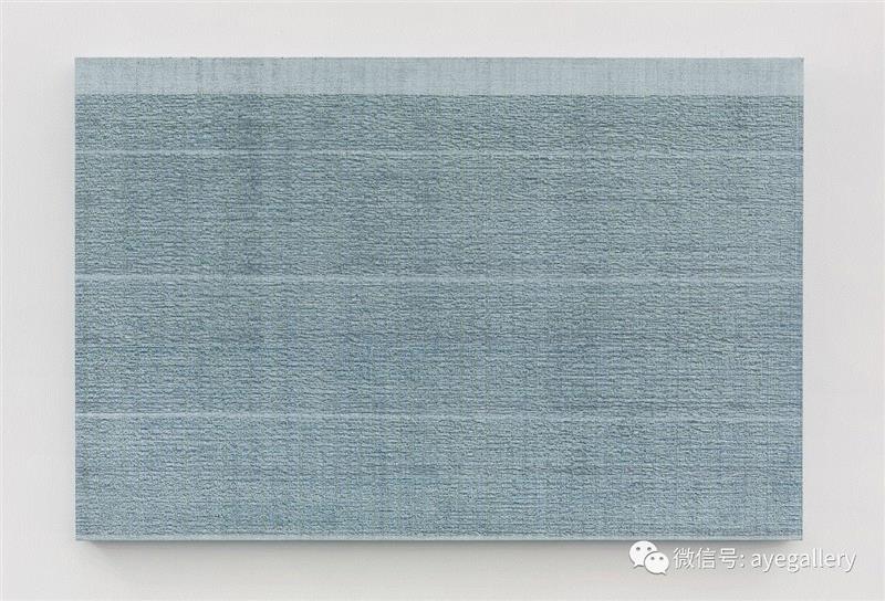 四条线 - 浅蓝灰 / 布面油画 / 100x150cm / 2018,【AYE画廊 | 艺术家】迟群,迟群,AYE,颜色,油画,新作,一条线,框架,四条线,阅历,山东