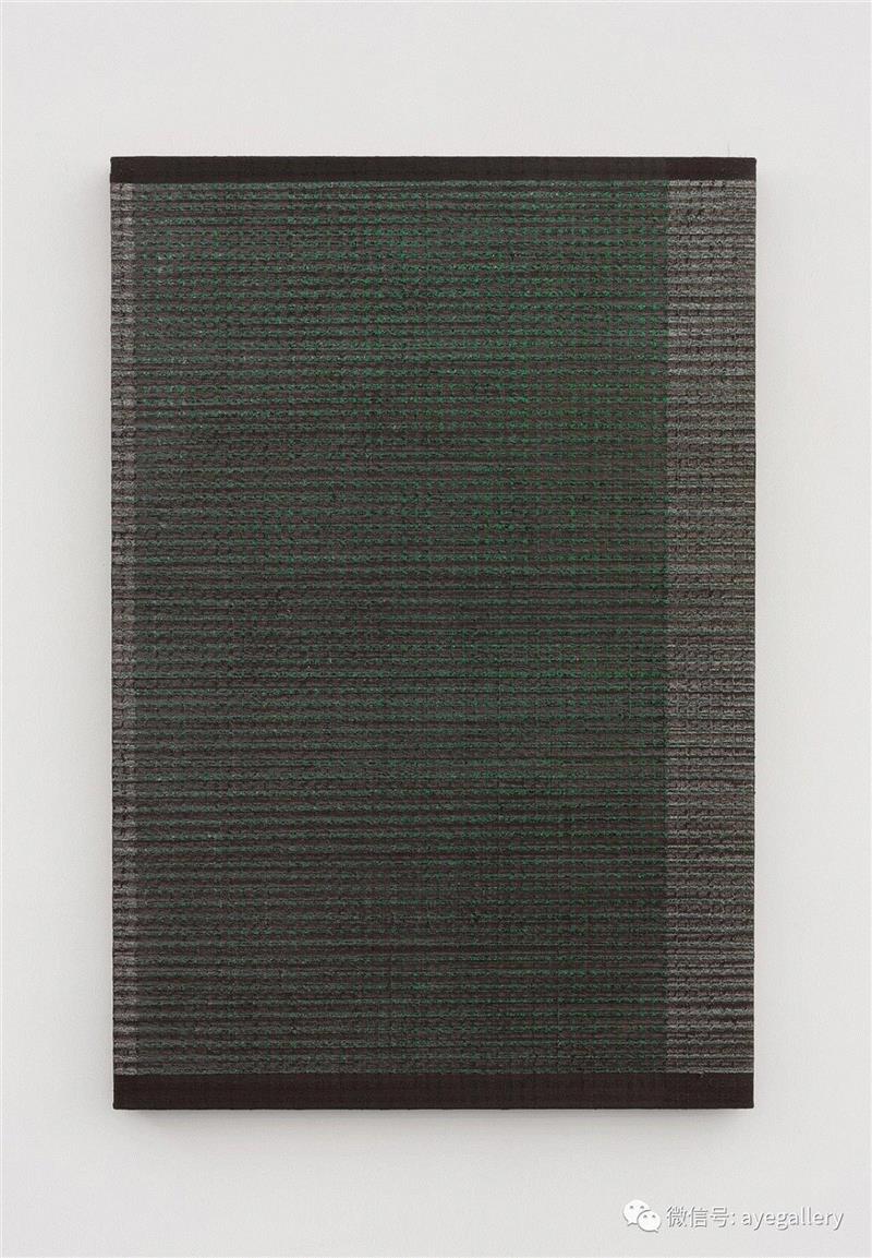 两分 - 棕绿 2 / 布面油画 / 120x80cm / 2018,【AYE画廊 | 艺术家】迟群,迟群,AYE,颜色,油画,新作,一条线,框架,四条线,阅历,山东