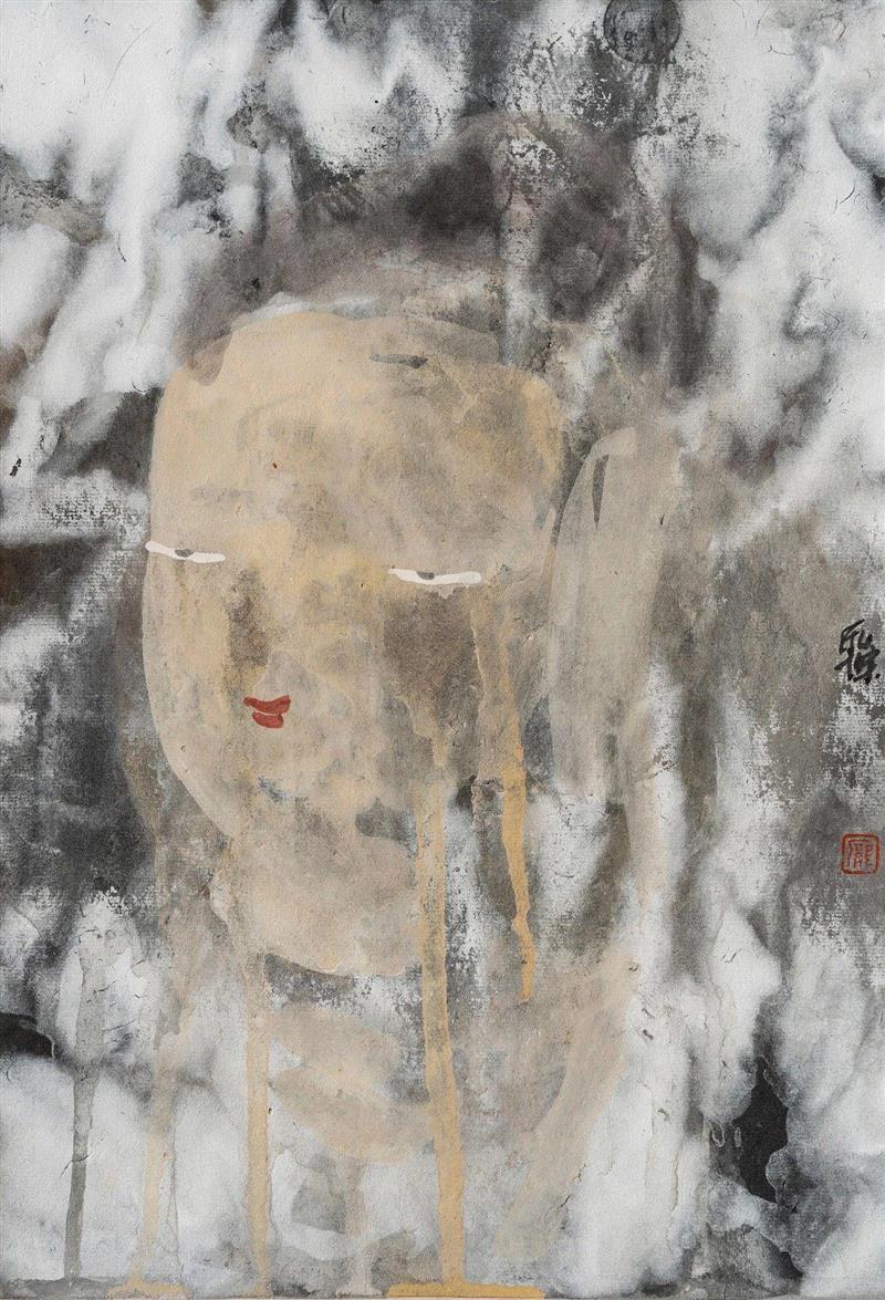 妙明  纸本水墨  34X23cm   2019,独家专访 | 庞永杰：肉身欢愉是在永恒的空寂体悟中,庞永杰,空寂,锦囊,美术馆,妙计,庞老师,水墨,亚洲,纸本,陈晓峰
