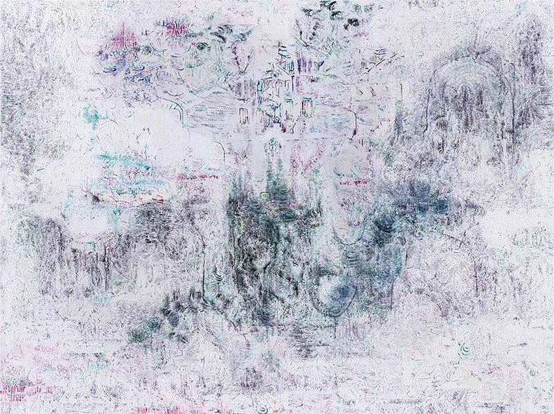 当下噪音，2016，布面丙烯，水墨，水溶笔，150×200cm,新闻 | 梁伟参加伊斯坦布尔佩拉美术馆的展览 “OUT OF INK”,梁伟,伊斯坦布尔佩拉美术馆,魔金石空间,水墨,丙烯,水溶笔,水溶,影像,绘画,凯伦