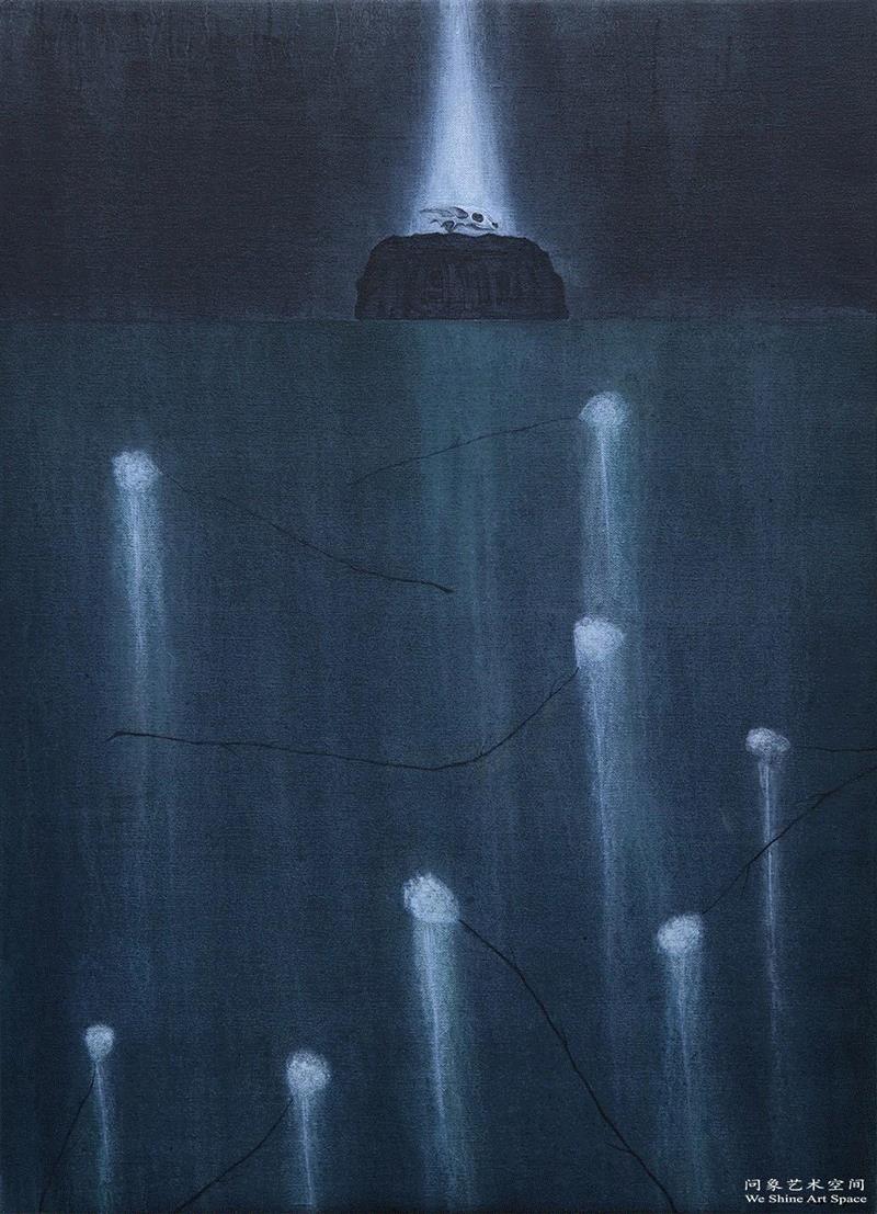高台—布面—丙烯—80cmX120cm—2017年,包忠评述杨传喜作品,杨传喜,包忠,材料,纸本,打印纸,江苏省,南京市,石头城路69号,材质,情境