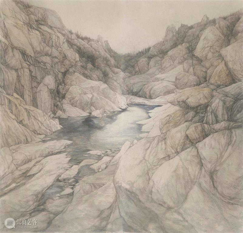 冷山 240x260cm 纸本设色 2019年,平行的世界｜党震：多视角、多维度的绘画尝试,党震,多维度,太极拳,绘画,精英,寒山,荒石,具象,身上,人物
