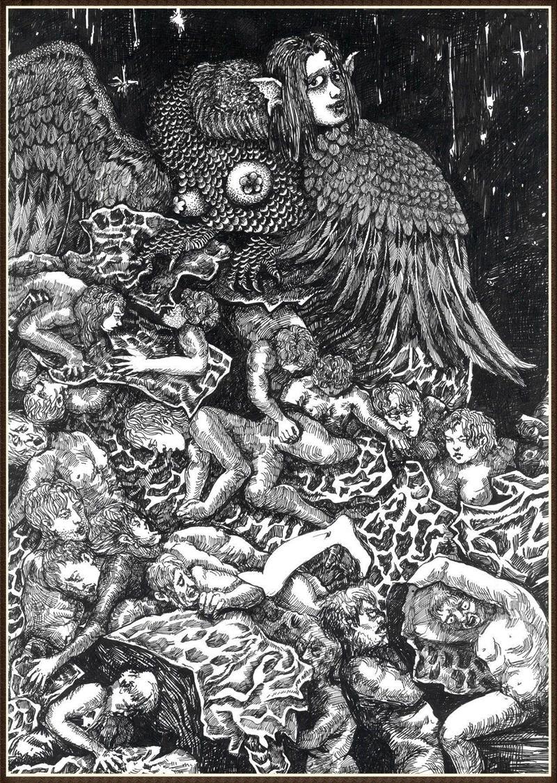 李俊男，哈尔皮埃，铜版纸、中性笔，2018，23×42cm，图片由艺术家提供,【BLG LAB】“海面之下是火山” 艺术家与作品介绍,火山,海面,LAB,影像,家书,宋兮,唐潮,李昶,朱湘,贺勋