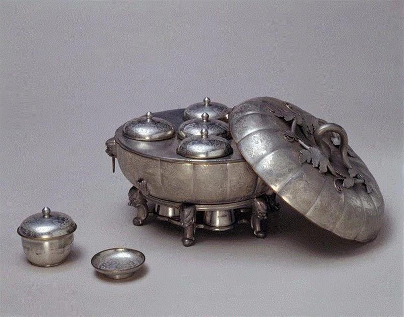 清代锡一品锅,故宫博物院藏,花卉饮食极简史:真香!,花卉,饮食,极简史,菊花,桂花酒,美食,朋友圈,花朵,点心,饮料