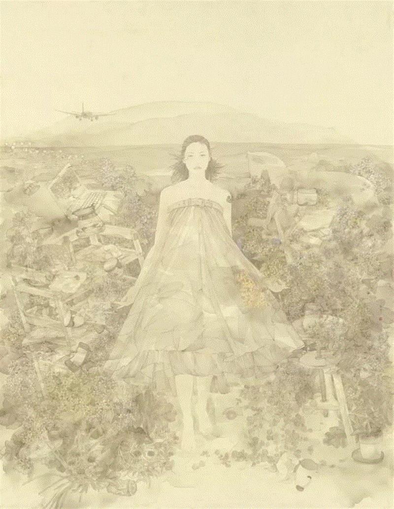 《读鲍莺的画》,读鲍莺的画,鲍莺,绢本,纸本,日本,绘画,工笔画,工笔,画中,虞美人