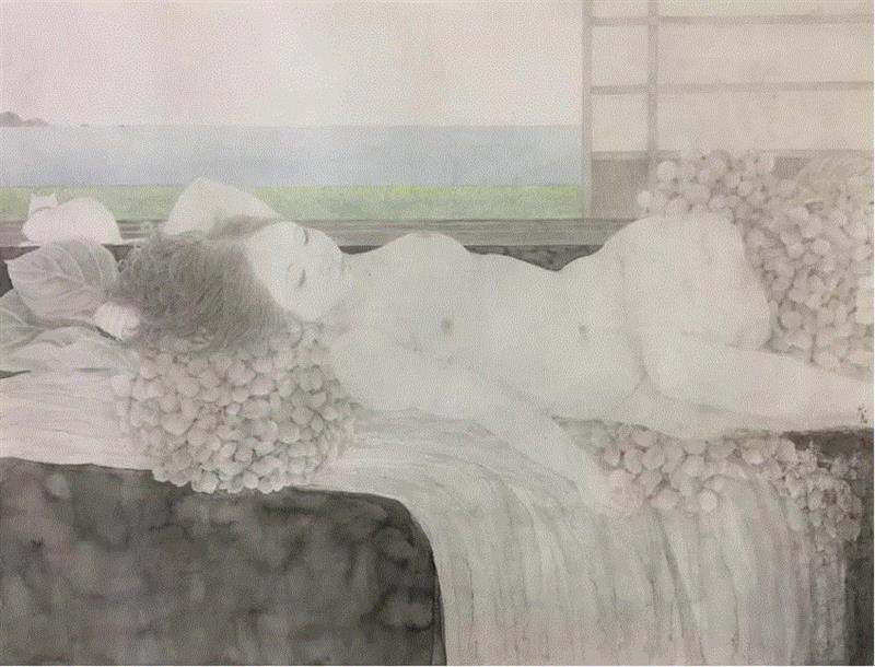 《读鲍莺的画》,读鲍莺的画,鲍莺,绢本,纸本,日本,绘画,工笔画,工笔,画中,虞美人