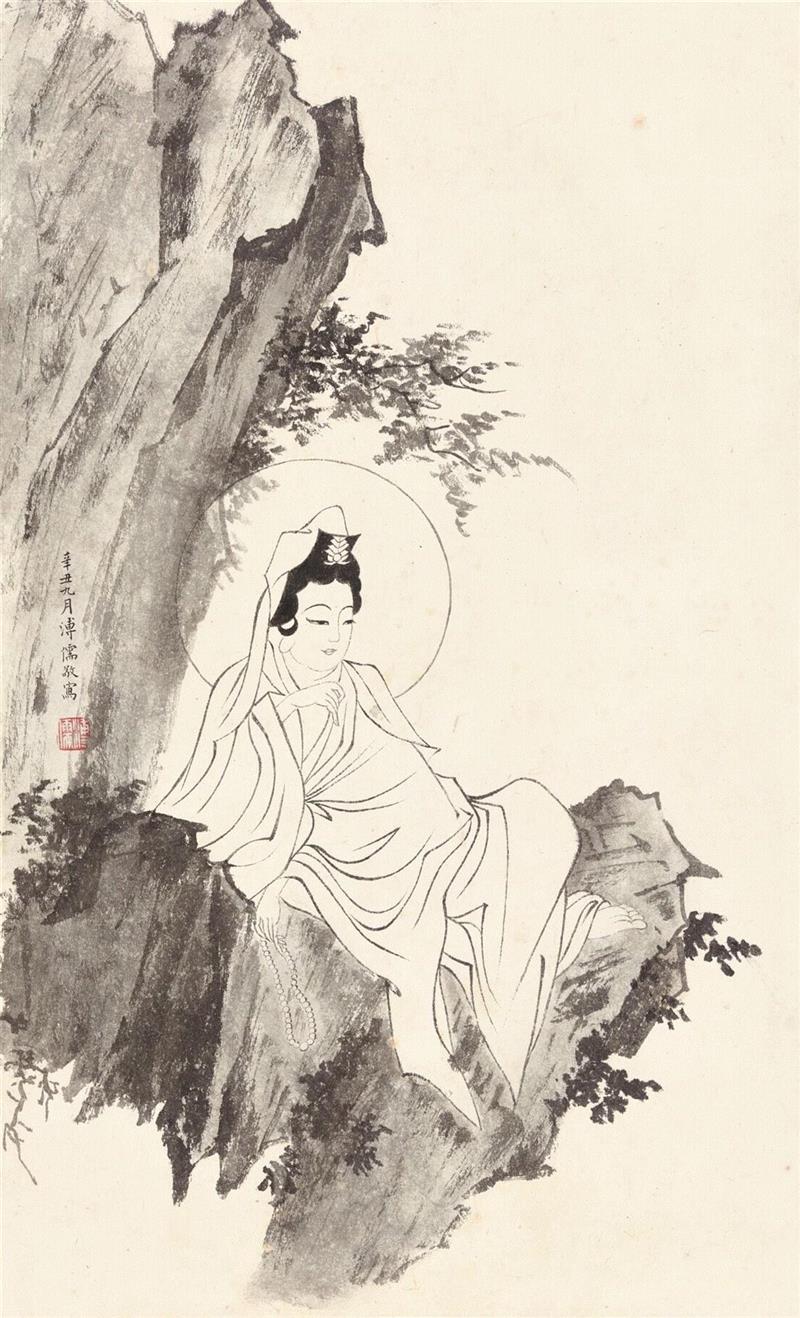 水月观音,香港春拍书画精选 │ 春拍心畬,书画,香港,公分,水墨,纸本,王孙,镜框,台北,溥心畬,梅洁