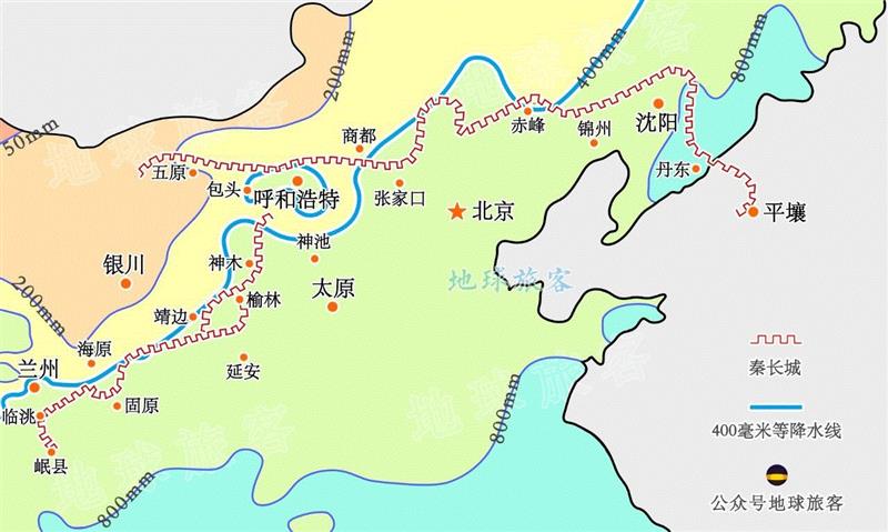 秦长城与400毫米等降水线（制图?孤城）,我们都误解了长城,长城,匈奴,王朝,孤城,公元前,中原,张骞,势力,城墙,草原