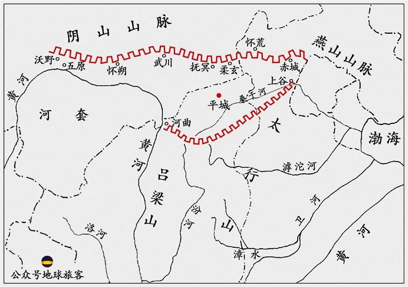 北魏长城示意图（制图@孤城）,我们都误解了长城,长城,匈奴,王朝,孤城,公元前,中原,张骞,势力,城墙,草原